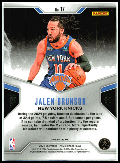 2024-25 Panini Prizm Dominance Prizms Silver #17 Jalen Brunson New York Knicks