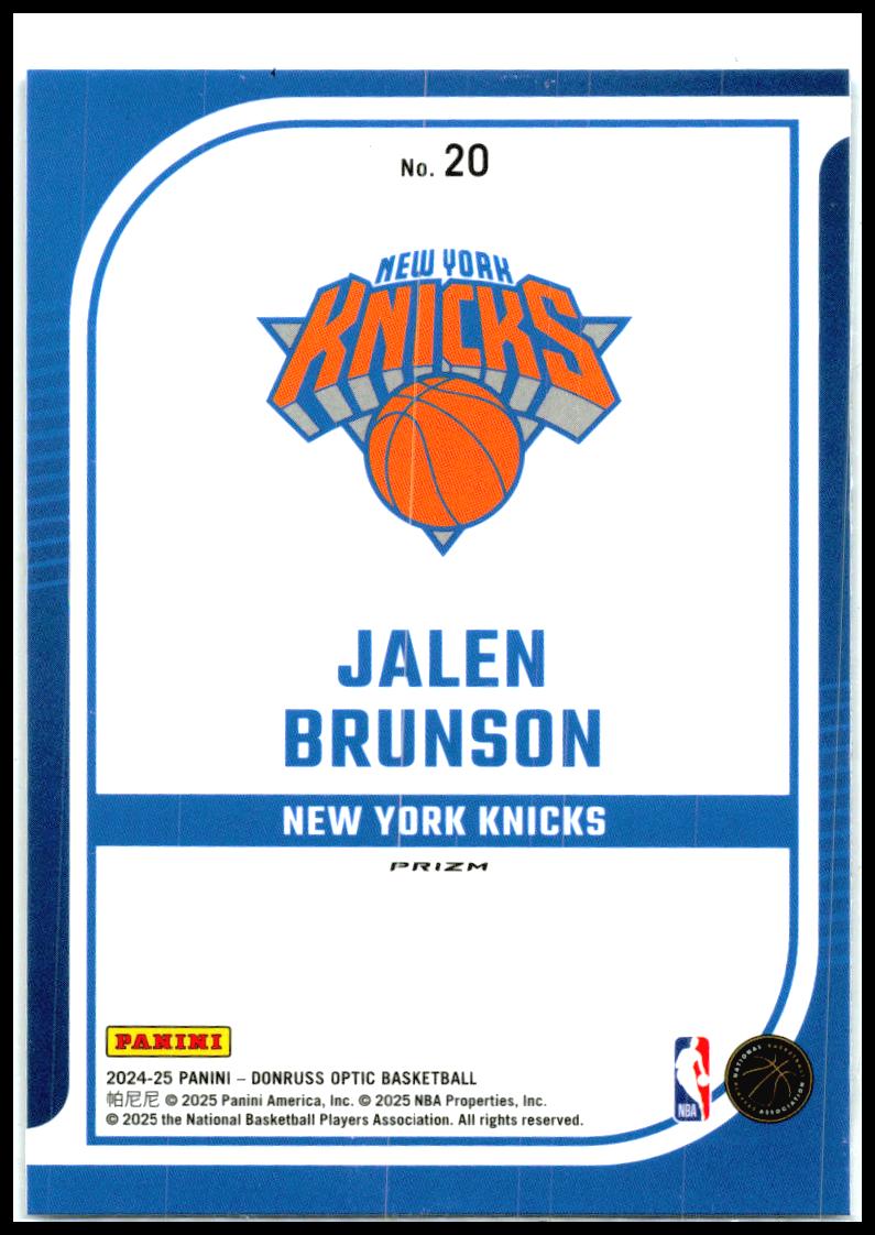 2024-25 Donruss Optic Elite Dominators Holo #20 Jalen Brunson New York Knicks