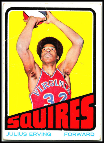 1972-73 Topps #195 Julius Erving Rookie Virginia Squires Crease
