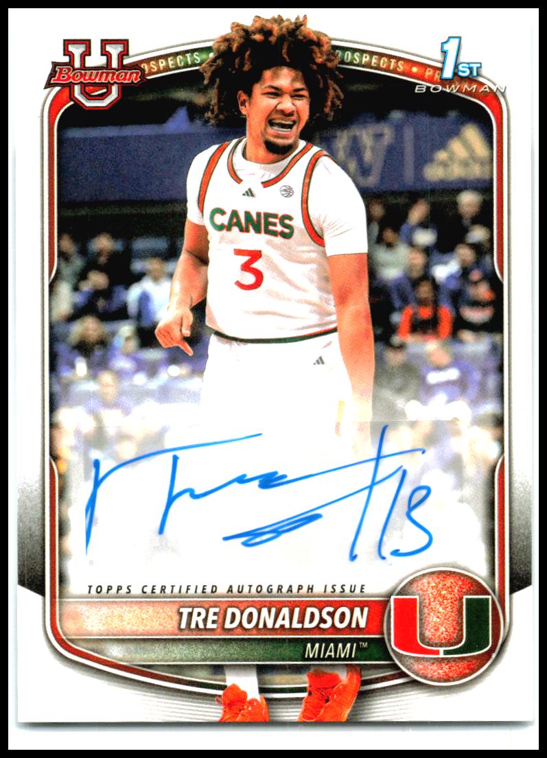 2025-26 Bowman Prospect Autographs #PA-RM Tre Donaldson Auto Miami Hurricanes