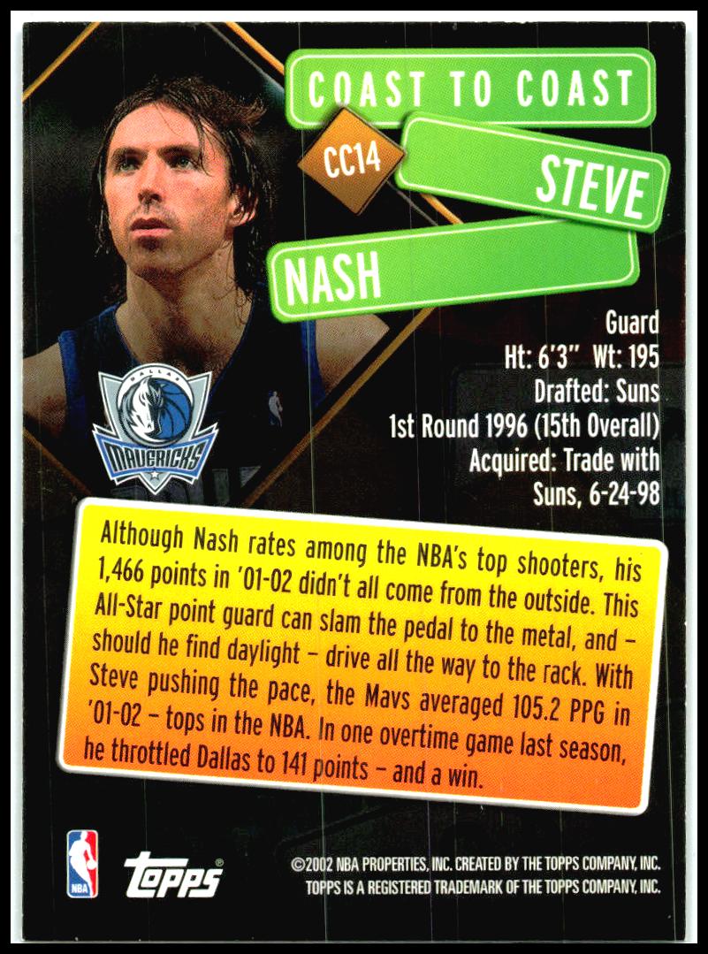 2002-03 Topps Coast to Coast #CC14 Steve Nash Dallas Mavericks