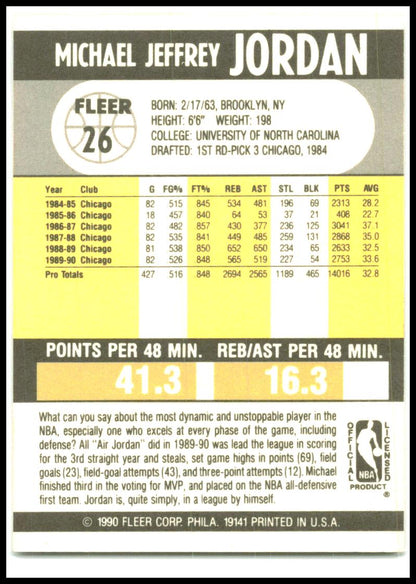 1990-91 Fleer #26 Michael Jordan Chicago Bulls
