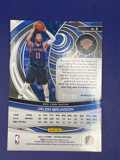 2022-23 Panini Spectra Interstellar #6 Jalen Brunson #/99 New York Knicks