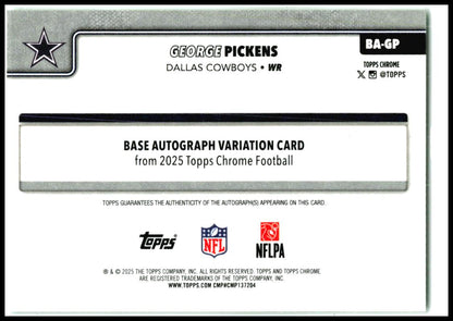 2025 Topps Chrome Green Geometric Auto #/99 #80 George Pickens Auto Cowboys
