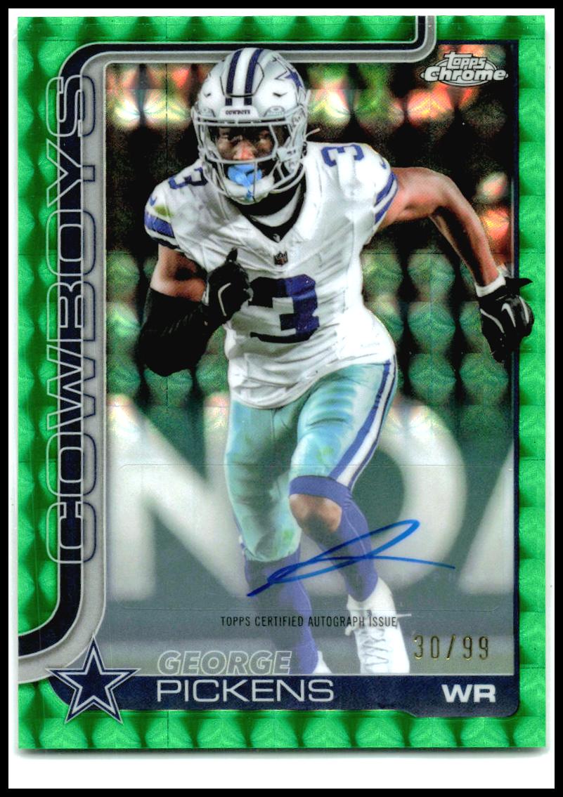 2025 Topps Chrome Green Geometric Auto #/99 #80 George Pickens Auto Cowboys
