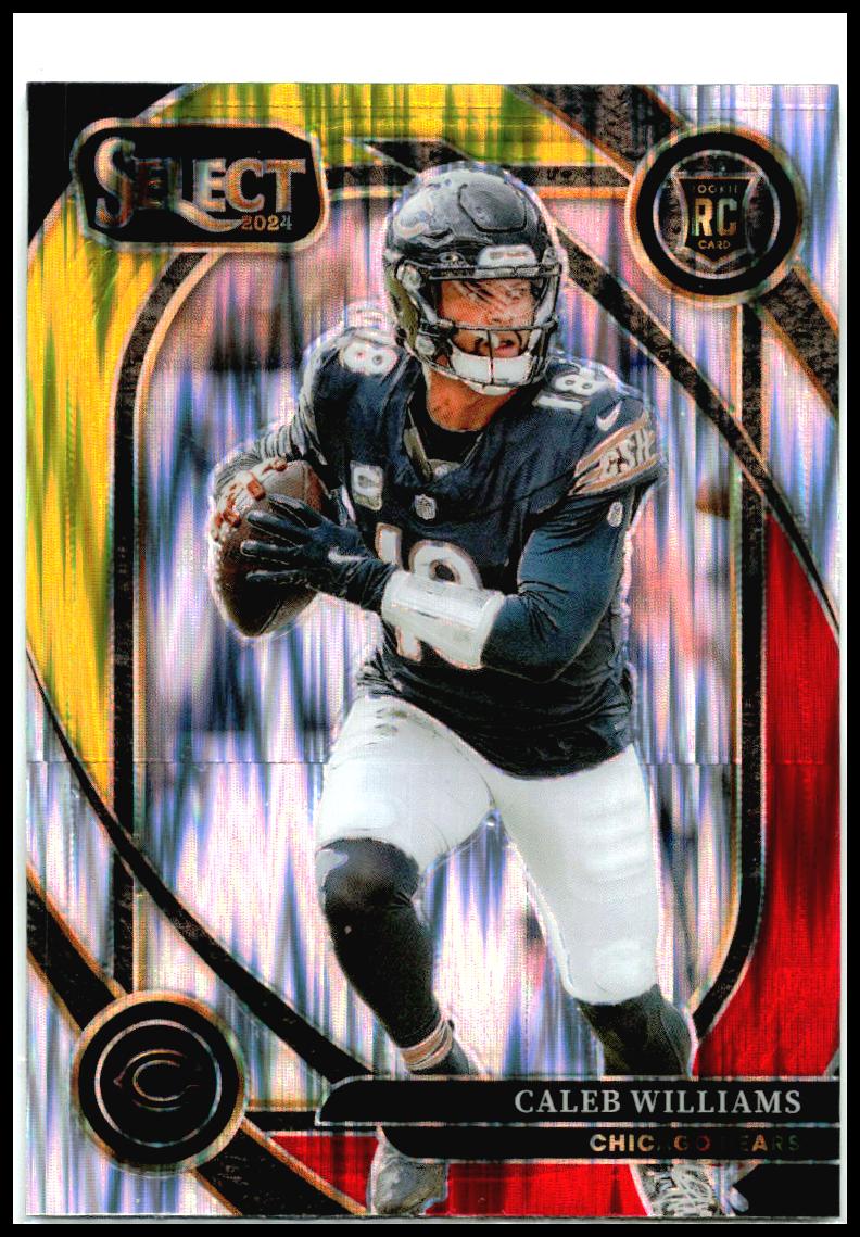 2024 Panini Select Red & Yellow Prizm Shock #216 Caleb Williams Rookie Bears