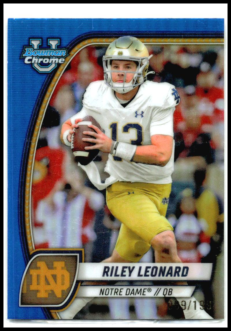 2024 Bowman University Chrome Blue Refractor #154 Riley Leonard Colts