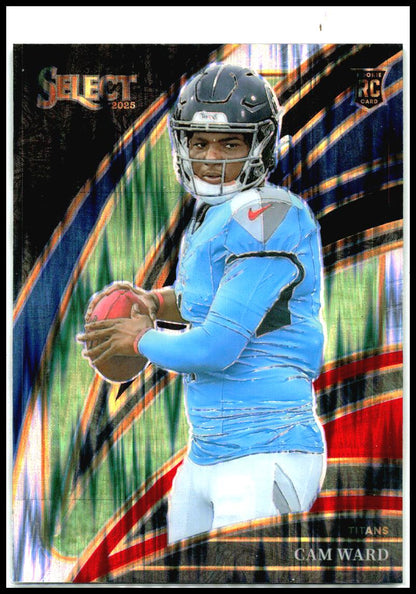 2025 Panini Select Red and Blue Prizm Shock #226 Cam Ward Tennessee Titans