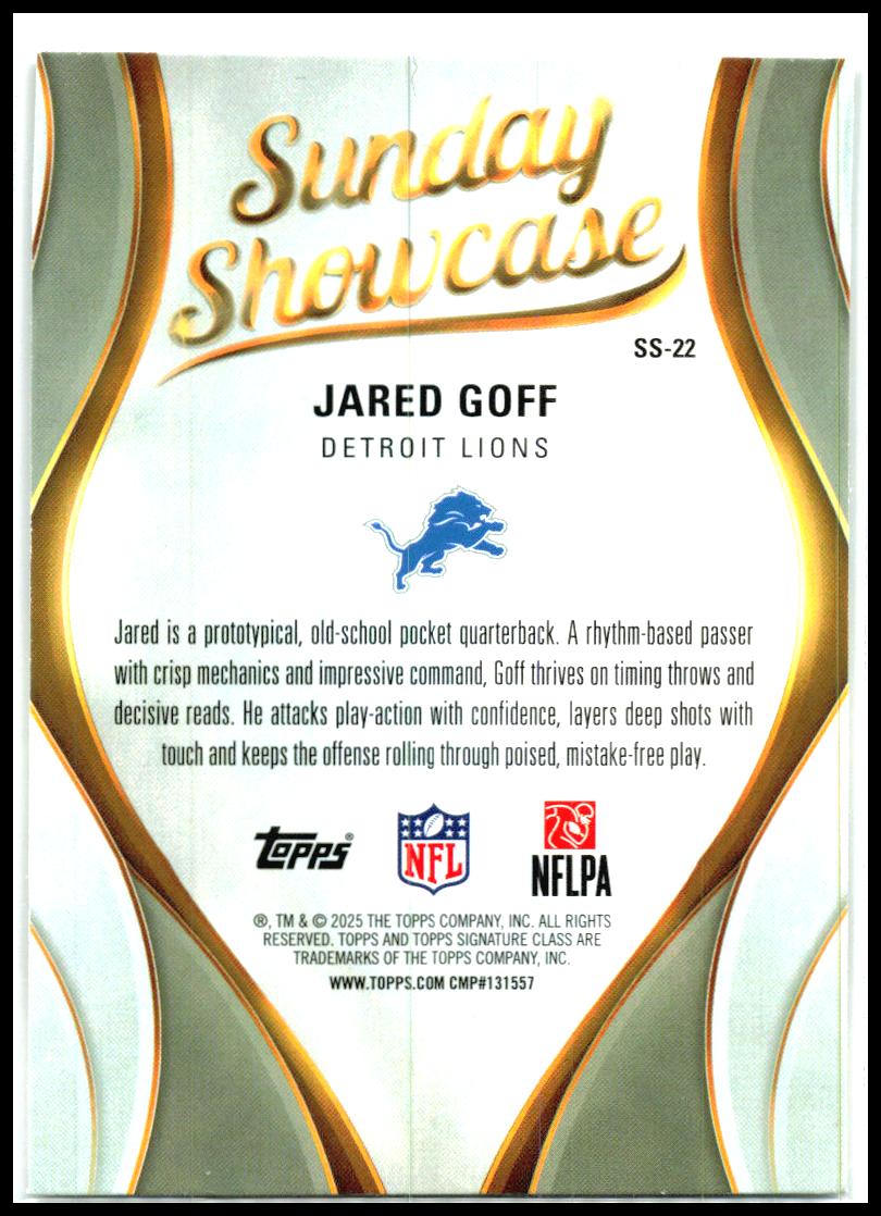 2025 Topps Signature Class Sunday Showcase Teal #SS-22 Jared Goff Lions