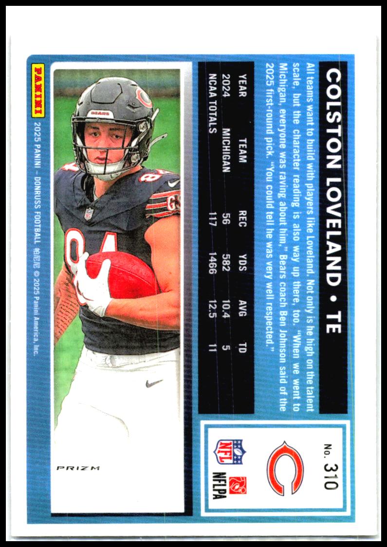 2025 Donruss Optic Rated Rookies Red Wave #310 Colston Loveland Rookie Bears