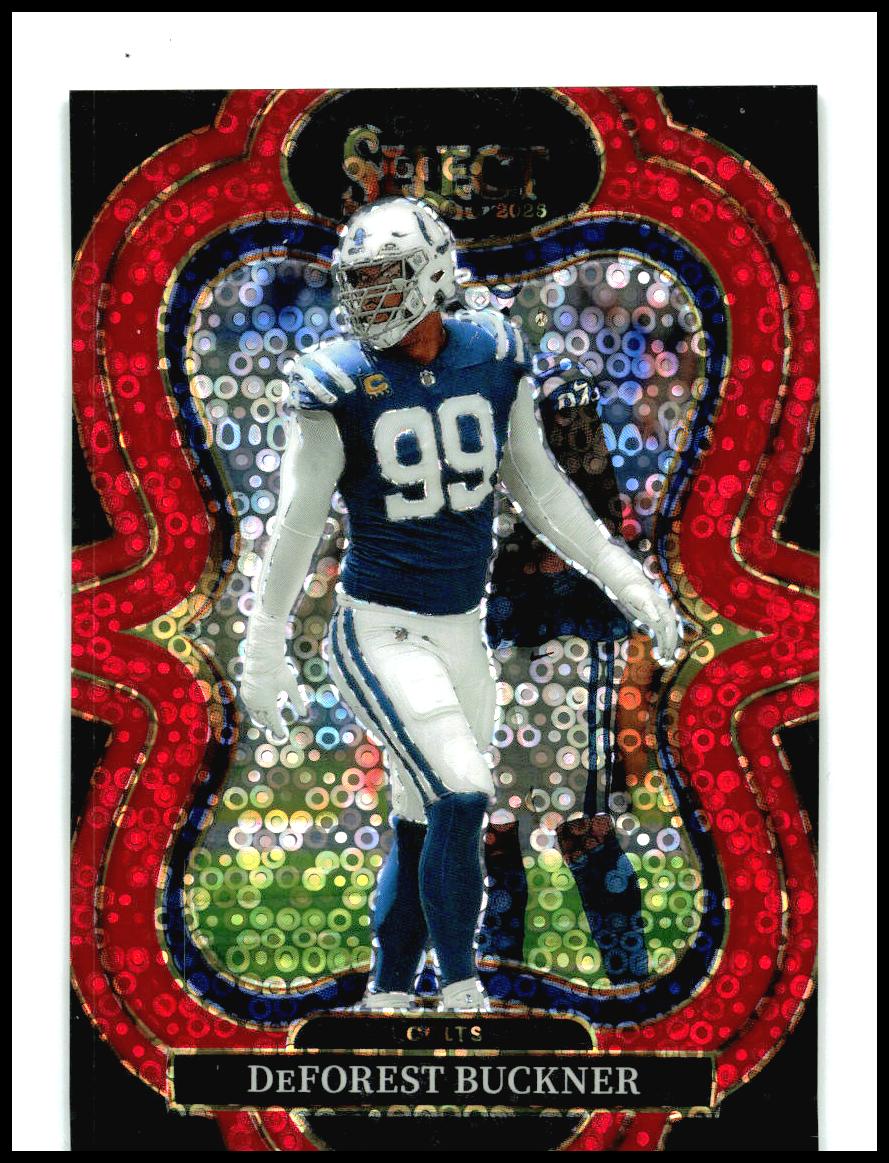 2025 Panini Select Red Disco Prizm #332 DeForest Buckner #/49 Indianapolis Colts