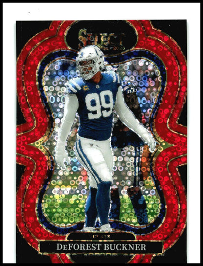 2025 Panini Select Red Disco Prizm #332 DeForest Buckner #/49 Indianapolis Colts