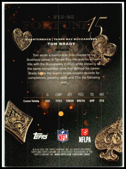 2025 Topps Chrome Fortune 15 Refractor #F15-35 Tom Brady Tampa Bay Buccaneers