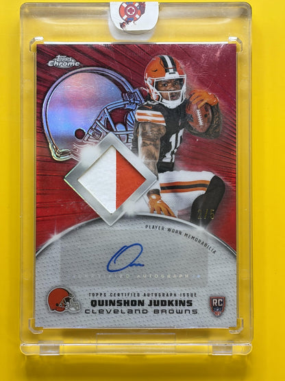 2025 Topps Chrome Rookie Patch Auto Red #/5 #RPA-QJ Quinshon Judkins Auto Browns