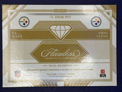 2023 Flawless Dual Diamond Memorabilia #DDM-PIT T.J. Watt / Greg Lloyd Steelers