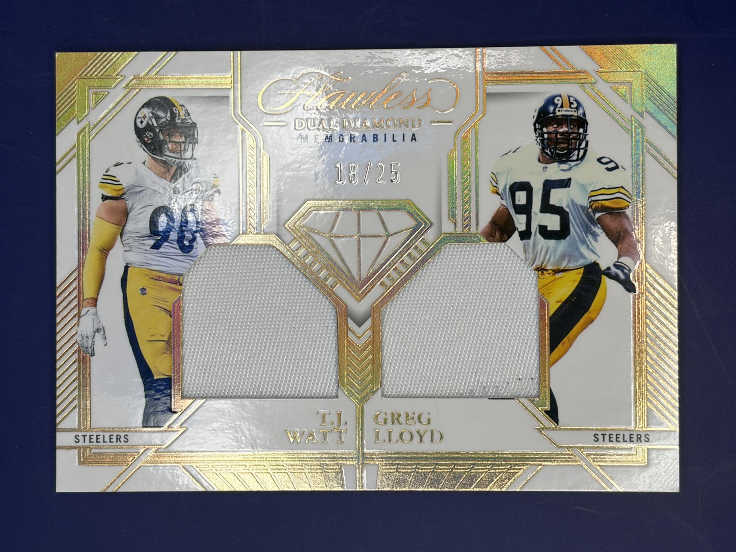 2023 Flawless Dual Diamond Memorabilia #DDM-PIT T.J. Watt / Greg Lloyd Steelers