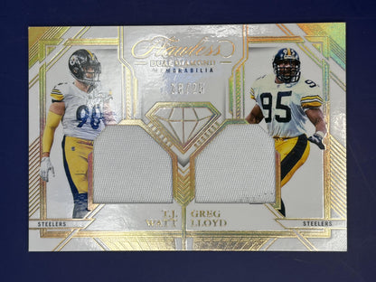 2023 Flawless Dual Diamond Memorabilia #DDM-PIT T.J. Watt / Greg Lloyd Steelers