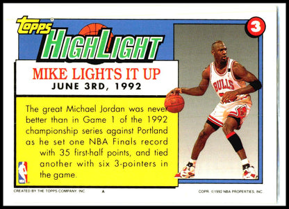 1992-93 Topps #3 Michael Jordan Chicago Bulls