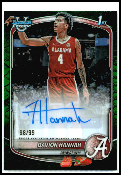 2025-26 Bowman Chrome Reptilian Green Auto #/99 #BCP-46 Davion Hannah Alabama