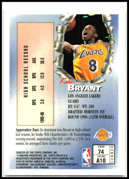 1996-97 Finest #20 Kobe Bryant Los Angeles Lakers