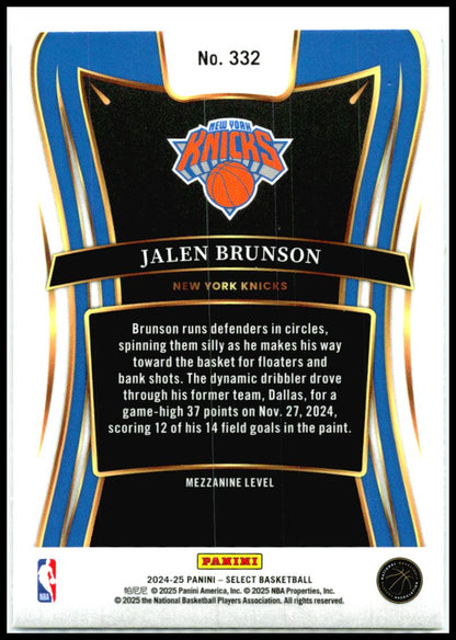 2024-25 Panini Select #332 Jalen Brunson New York Knicks