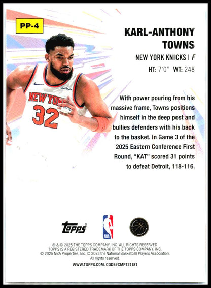 2025-26 Topps Power Players #PP-4 Karl-Anthony Towns New York Knicks