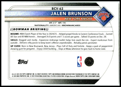 2025-26 Bowman #62 Jalen Brunson New York Knicks
