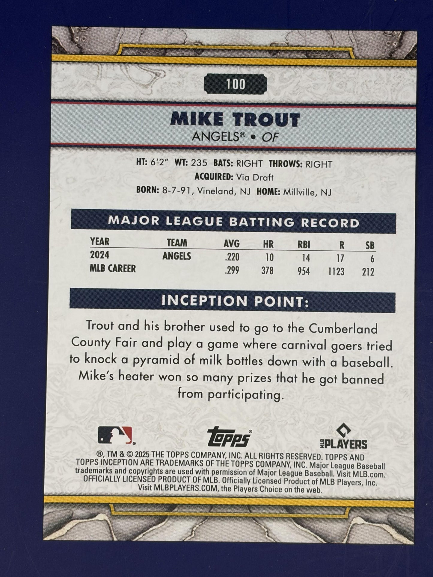 2025 Topps Inception #100 Mike Trout