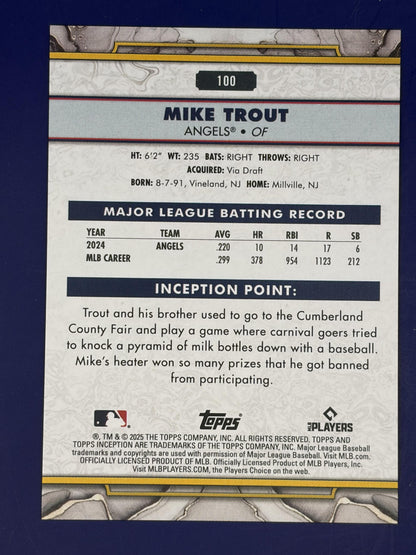 2025 Topps Inception #100 Mike Trout
