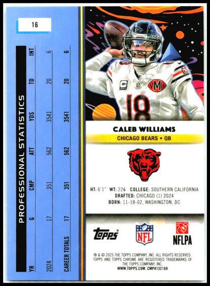 2025 Topps Chrome Cosmic #16 Caleb Williams Chicago Bears