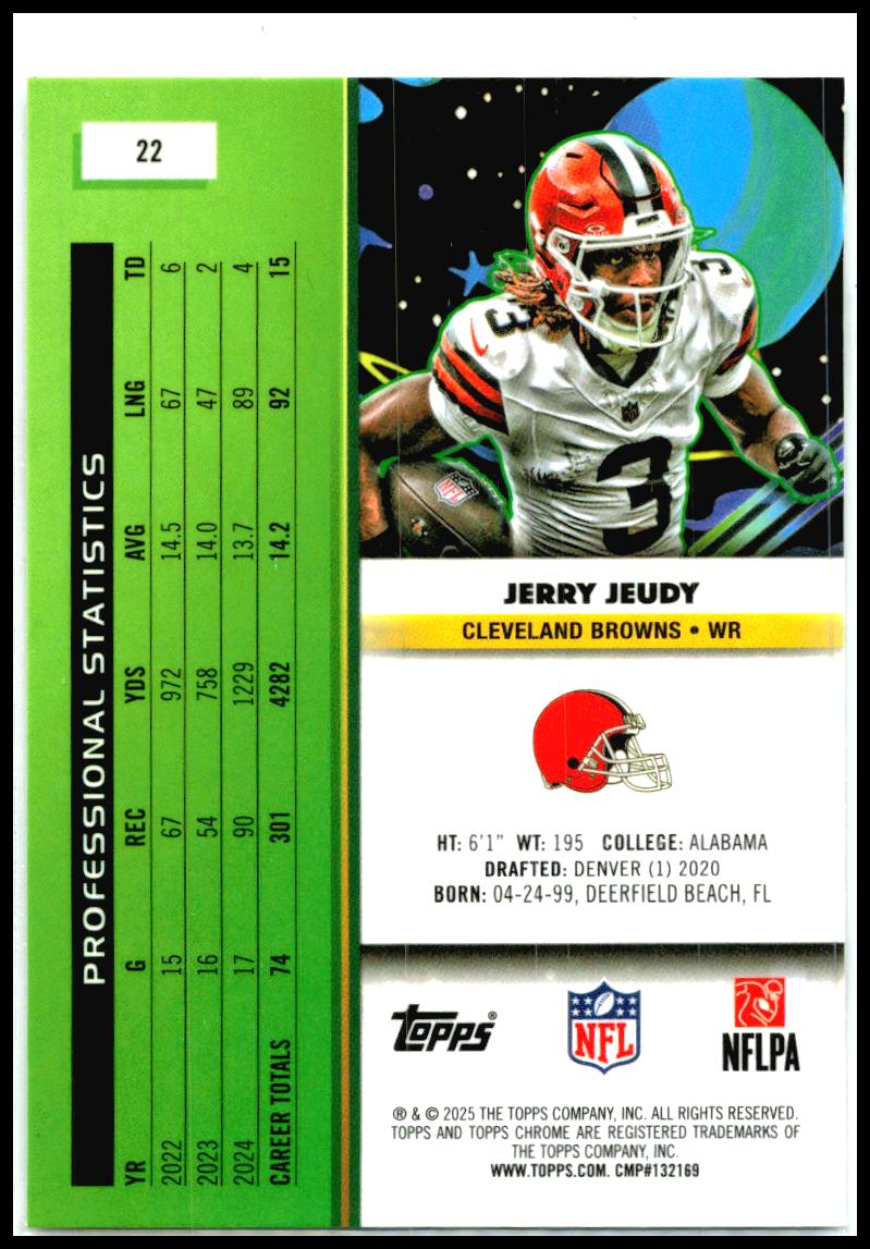 2025 Topps Chrome Cosmic Nucleus Refractor #22 Jerry Jeudy Cleveland Browns