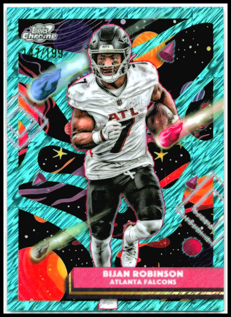 2025 Topps Chrome Cosmic Aqua Equinox Refractor #4 Bijan Robinson Falcons