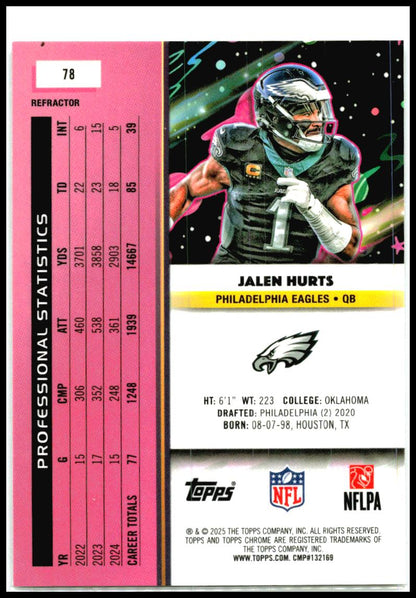 2025 Topps Chrome Cosmic Refractor #78 Jalen Hurts Philadelphia Eagles