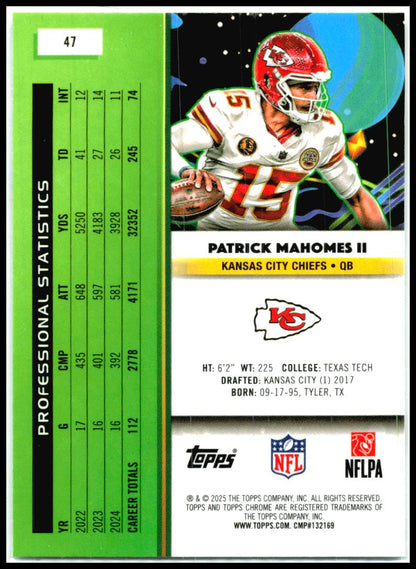 2025 Topps Chrome Cosmic #47 Patrick Mahomes II Kansas City Chiefs