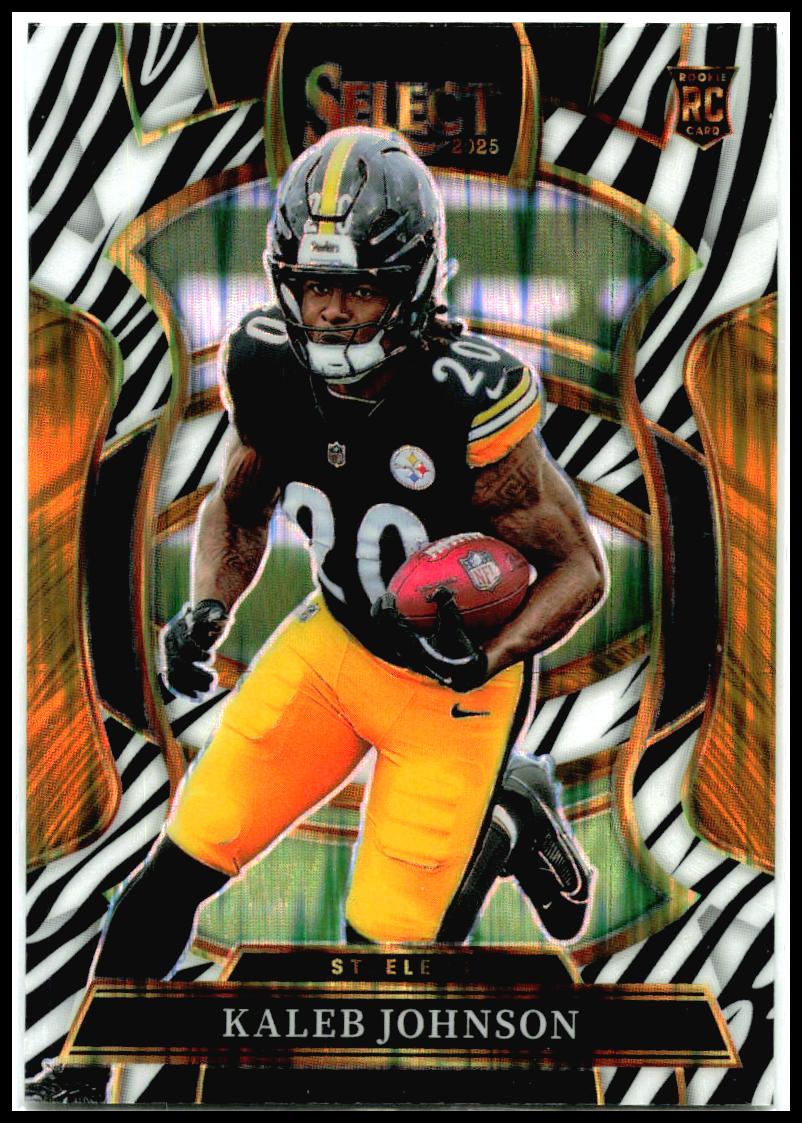 2025 Panini Select Zebra Prizm Shock #52 Kaleb Johnson Rookie Steelers