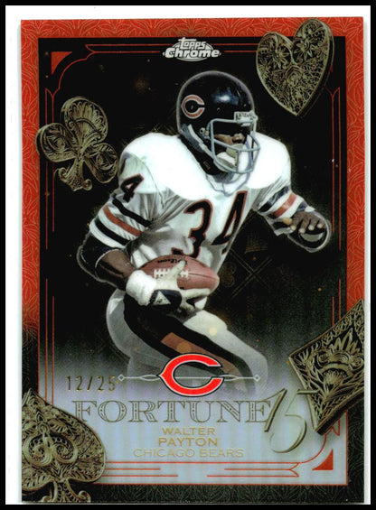 2025 Topps Chrome Fortune 15 Orange Refractor #F15-34 Walter Payton Bears