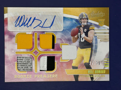 2025 Absolute Rookie Premiere Auto Quad /99 #RPM-WHD Will Howard Auto Steelers