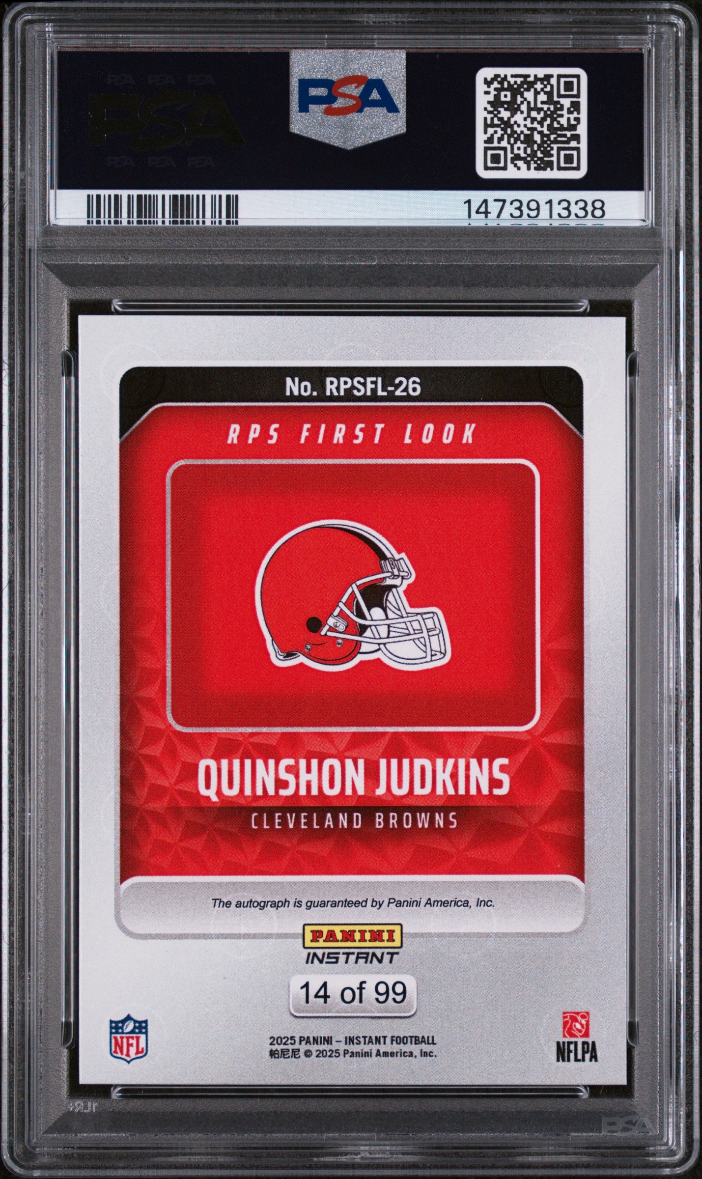 2025 Panini Instant Nfl Rps First Look Rps First Look-Auto # Quinshon Judkins