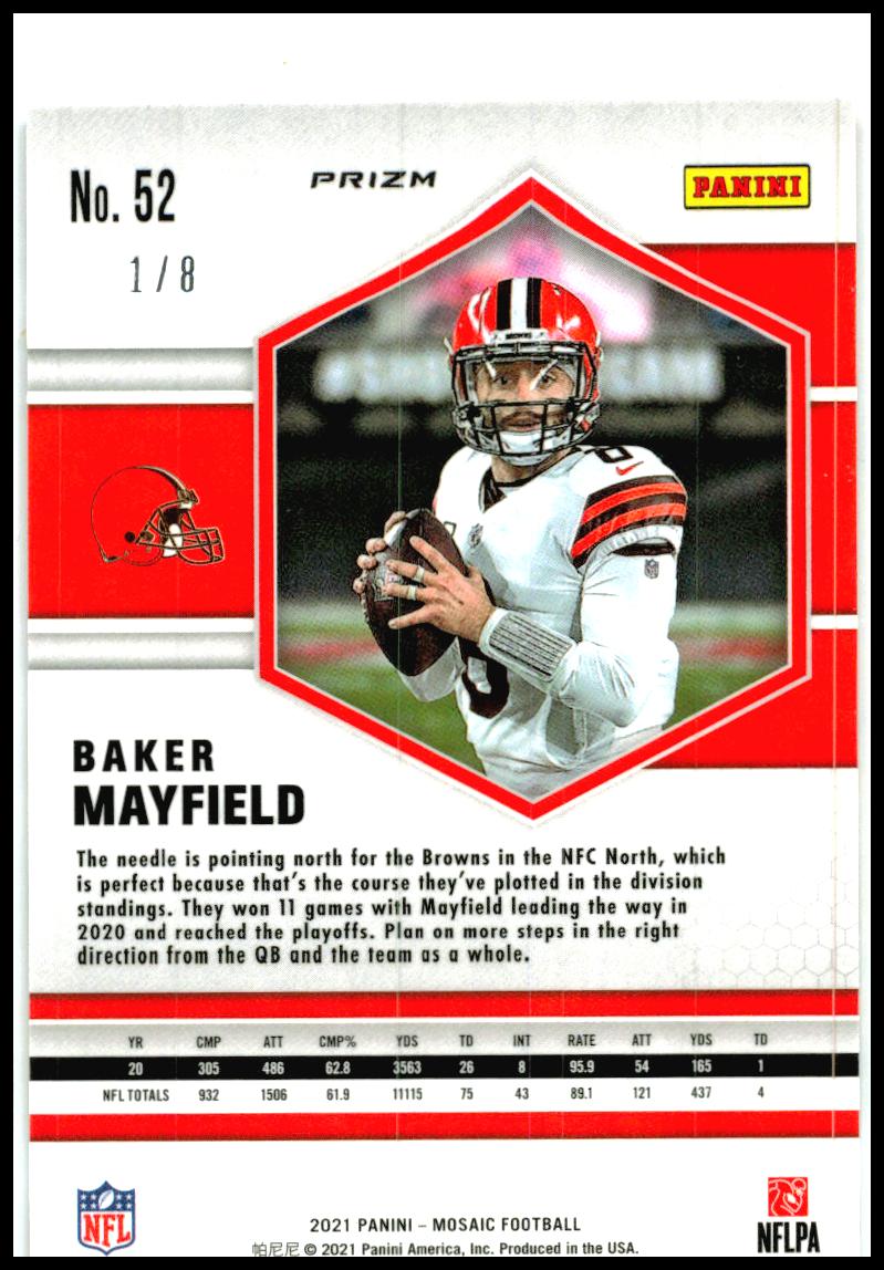 2021 Panini Mosaic Choice Prizm Black Gold #52 Baker Mayfield Browns