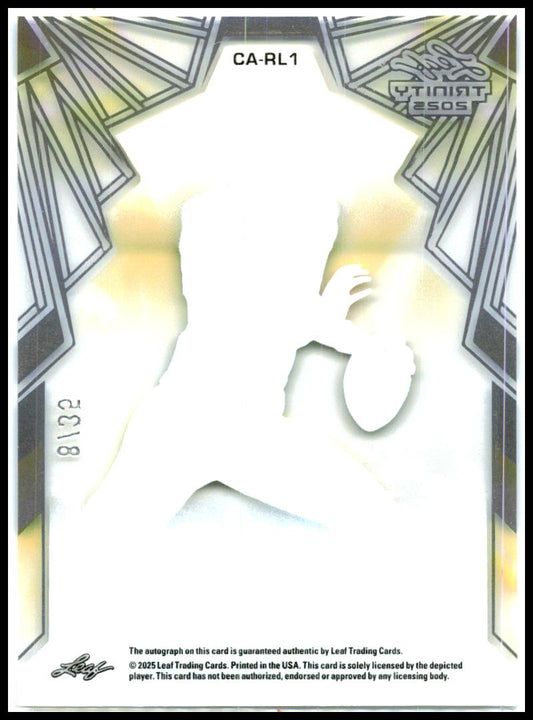 2025 Leaf Trinity - Clear Auto Blue #CA-RL1 Riley Leonard Auto Colts
