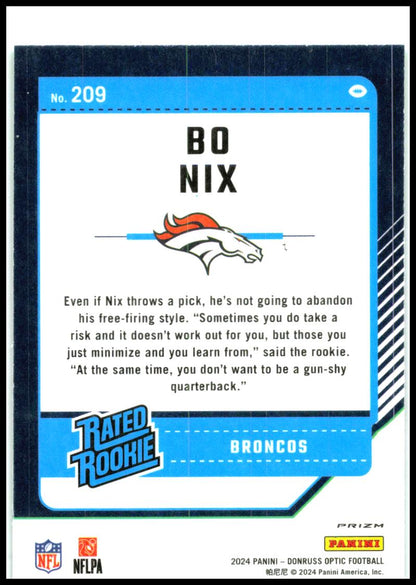 2024 Donruss Optic Green Velocity #209 Bo Nix Denver Broncos