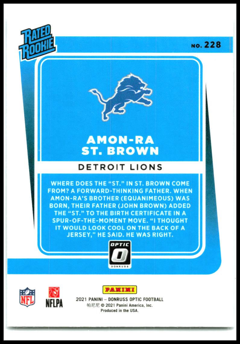 2021 Donruss Optic #228 Amon-Ra St. Brown Rookie Detroit Lions