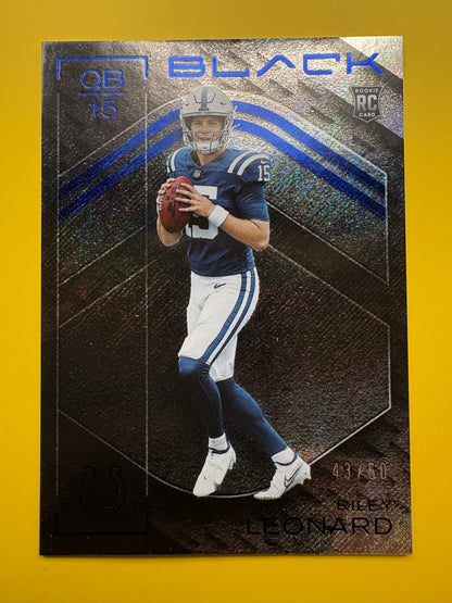 2025 Panini Black Sapphire #190 Riley Leonard Rookie #/50 Indianapolis Colts