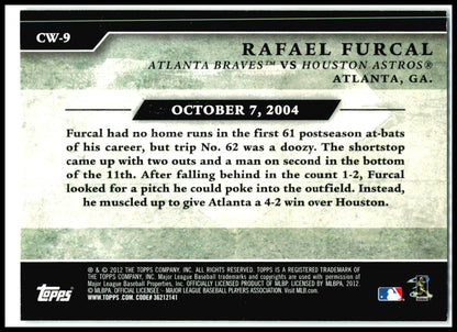 2012 Topps Classic Walk-Offs #CW-9 Rafael Furcal Atlanta Braves