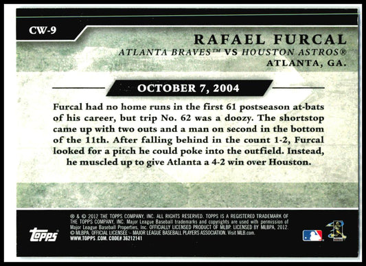 2012 Topps Classic Walk-Offs #CW-9 Rafael Furcal Atlanta Braves