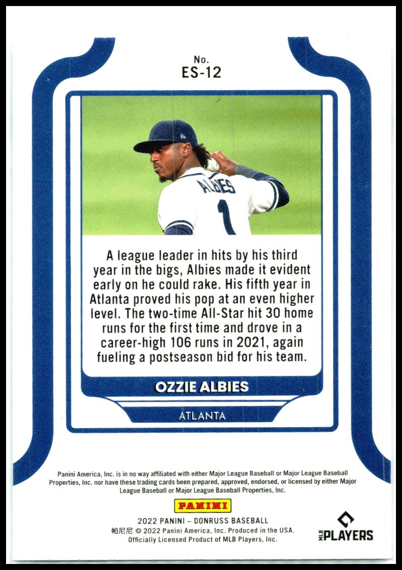 2022 Donruss Elite Series #ES-12 Ozzie Albies  Atlanta Braves