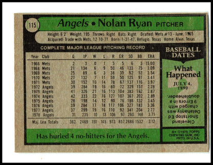 1979 Topps #115 Nolan Ryan California Angels