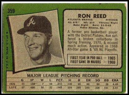 1971 Topps #359 Ron Reed Atlanta Braves