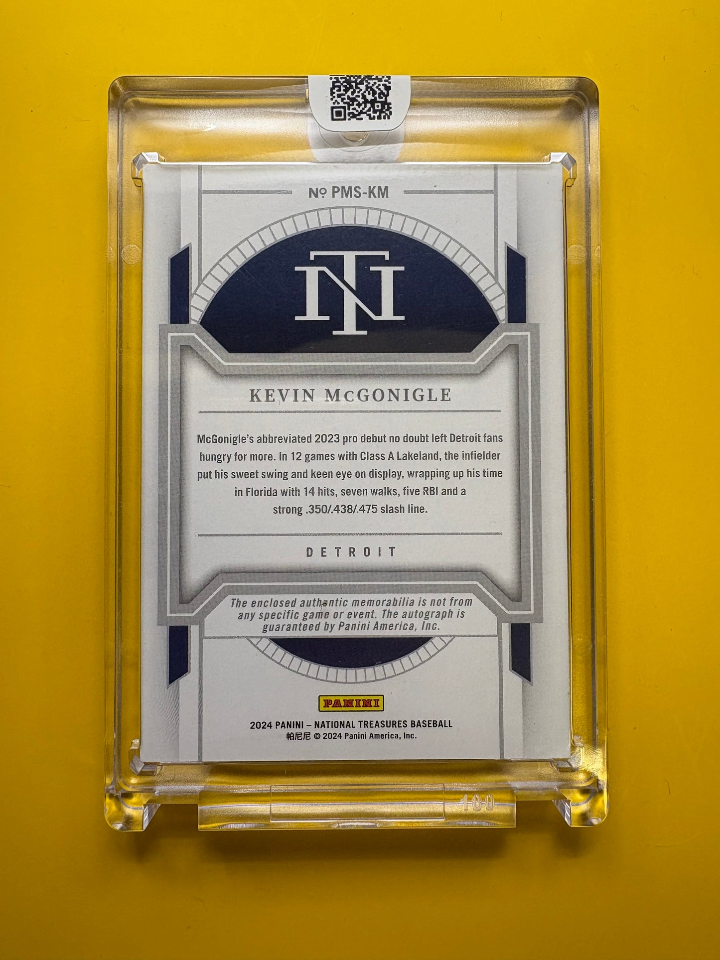 2024 National Treasures Auto Patch Nike Swoosh #/5 #PMS-KM Kevin McGonigle Auto