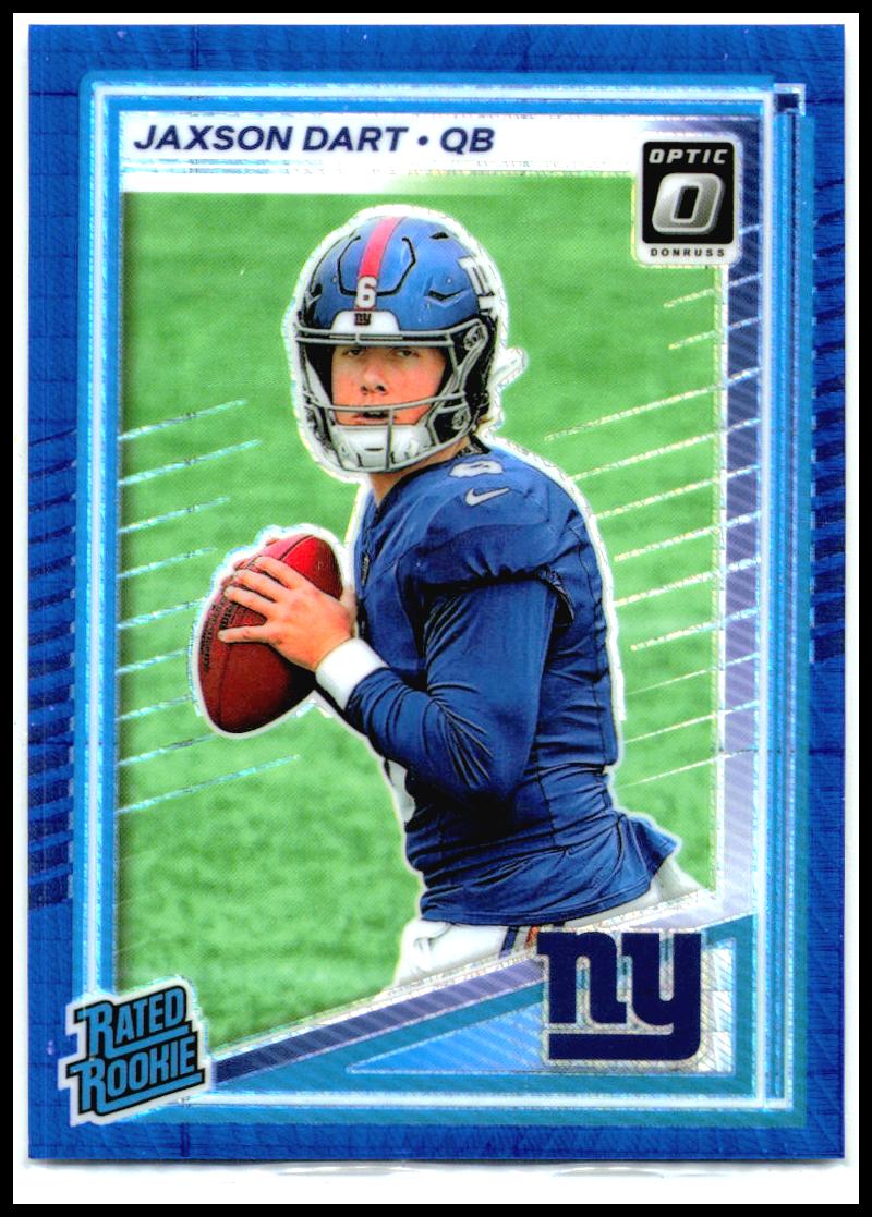 2025 Donruss Optic Blue Hyper #273 Jaxson Dart Rookie New York Giants